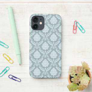 Rococo Damask Rpt Pattern Duck Egg Blue+Teal iPhone 12 Mini Case