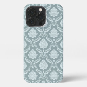 Rococo Damask Rpt Pattern Duck Egg Blue+Teal iPhone 13 Pro Case