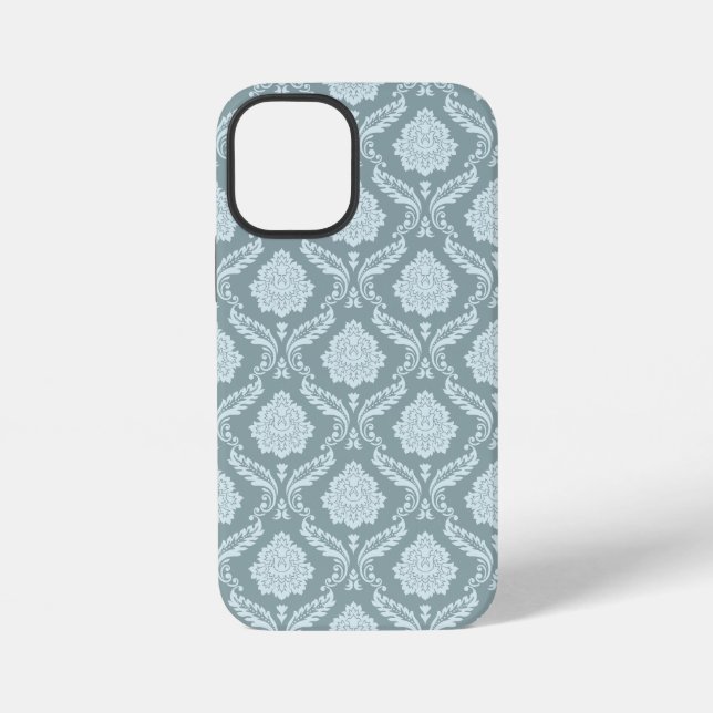 Rococo Damask Rpt Pattern Duck Egg Blue+Teal iPhone Case (Back)