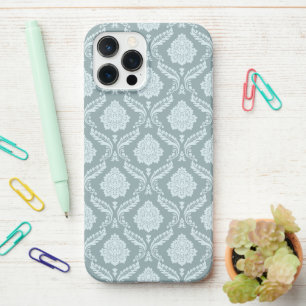Rococo Damask Rpt Pattern Duck Egg Blue+Teal iPhone 12 Pro Max Case
