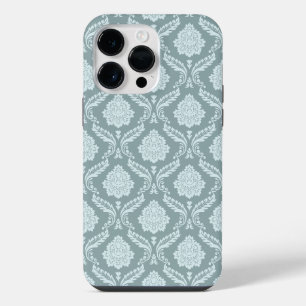Rococo Damask Rpt Pattern Duck Egg Blue+Teal iPhone 14 Pro Max Case