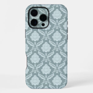 Rococo Damask Rpt Pattern Duck Egg Blue+Teal iPhone 16 Pro Max Case