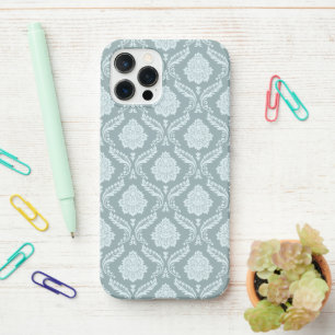 Rococo Damask Rpt Pattern Duck Egg Blue+Teal iPhone 12 Pro Case