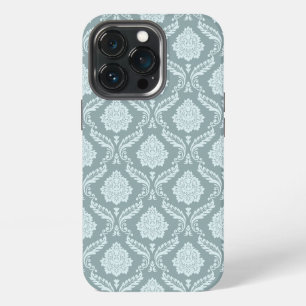 Rococo Damask Rpt Pattern Duck Egg Blue+Teal iPhone 13 Pro Case