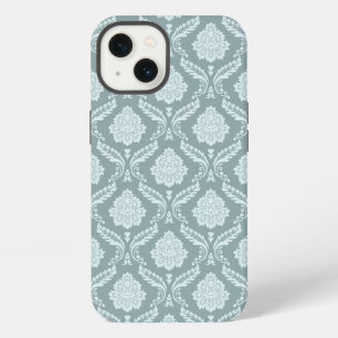 Rococo Damask Rpt Pattern Duck Egg Blue+Teal iPhone 13 Case