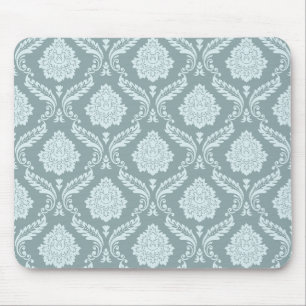 Rococo Damask Rpt Pattern Duck Egg Blue+Teal Mouse Mat