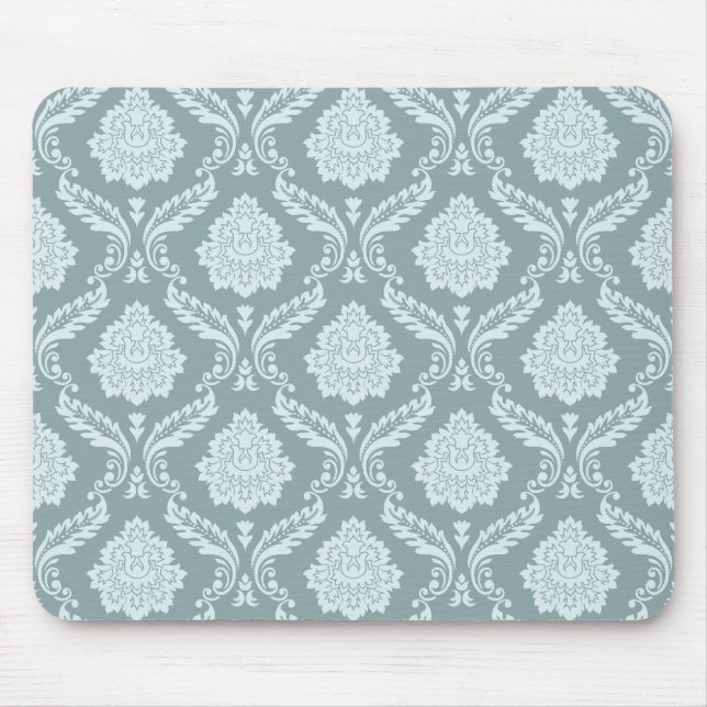 Rococo Damask Rpt Pattern Duck Egg Blue+Teal Mouse Mat (Front)