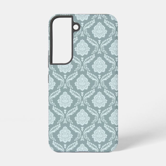 Rococo Damask Rpt Pattern Duck Egg Blue+Teal Samsung Galaxy S22 Case (Back)