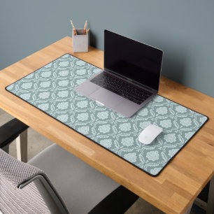 Rococo Damask Sml Pattern Duck Egg Blue+Teal Desk Mat