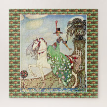 Rococo fairytale princess horseback riding