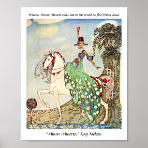 Rococo fairytale princess horseback riding  poster