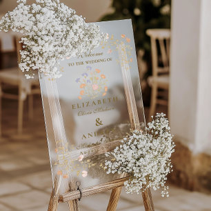 Rococo Floral Antique Frame Wedding Acrylic Sign