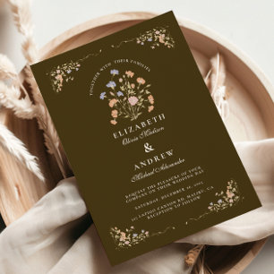 Rococo Floral Antique Frame Wedding Invitation