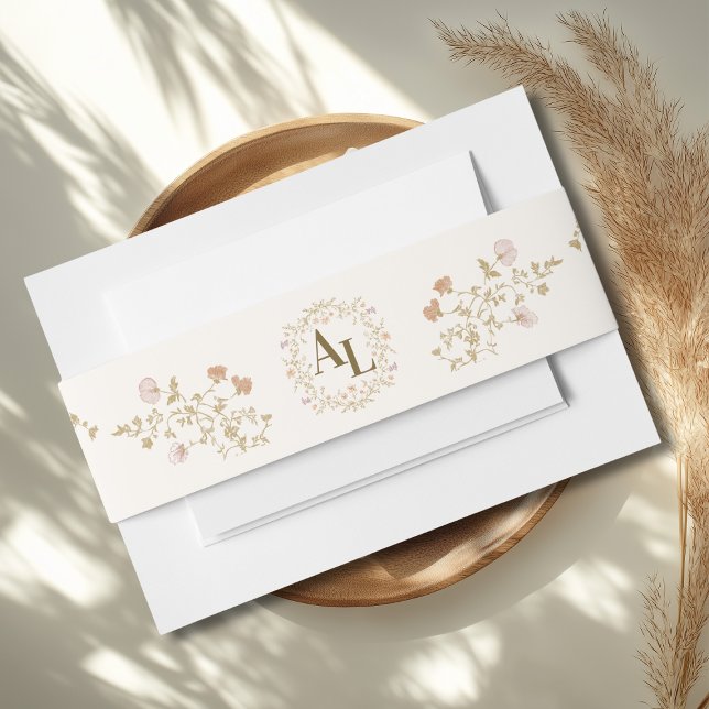 Rococo Floral Antique Frame Wedding Invitation Belly Band (Creator Uploaded)