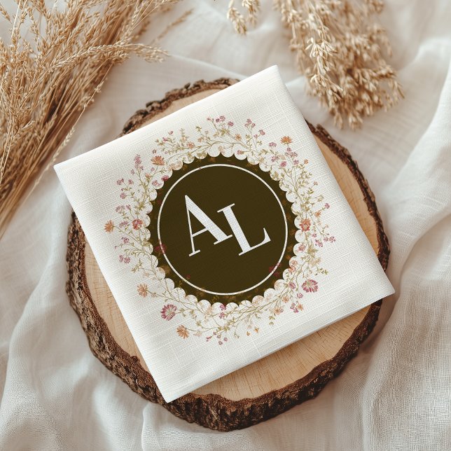 Rococo Floral Antique Frame Wedding Napkin (Creator Uploaded)