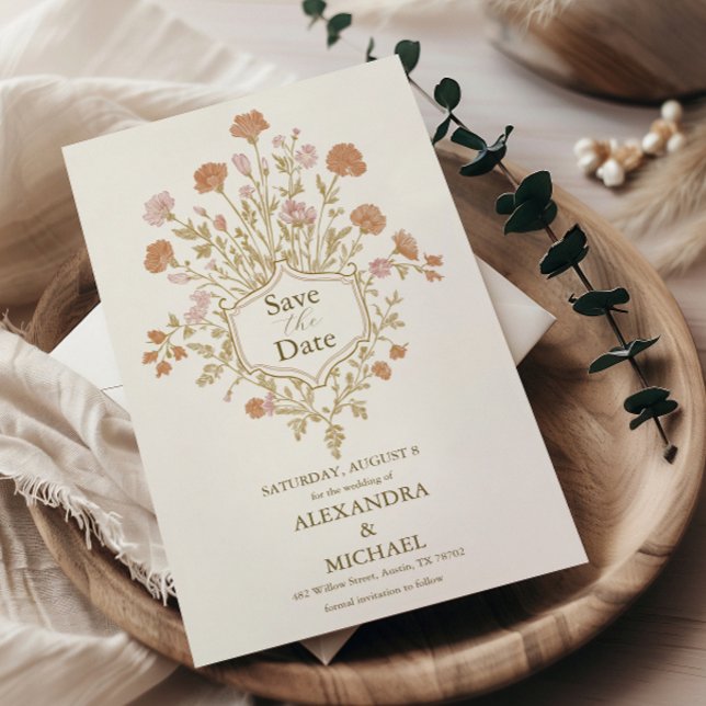 Rococo Floral Antique Frame Wedding Save The Date (Creator Uploaded)
