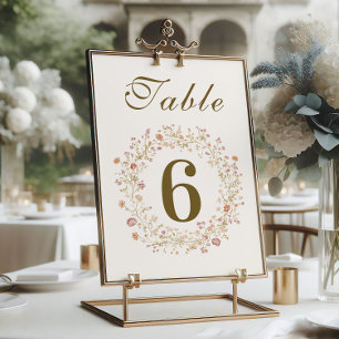 Rococo Floral Antique Frame Wedding Table Number