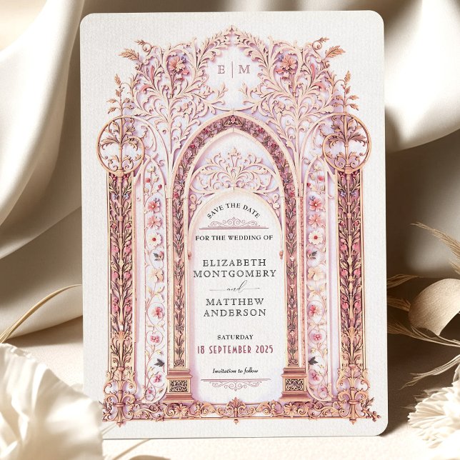 Rococo Floral Arch Save the Date Card Filigree (Creator Uploaded)