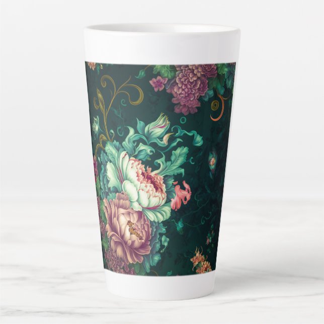 Rococo Floral Decoration Latte Mug  (Front)