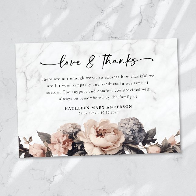 Rococo Floral Script Funeral Thank You Card (Creator Uploaded)