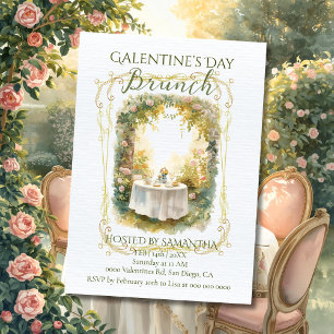 Rococo Garden Frame Galentine Brunch Soft Florals Invitation