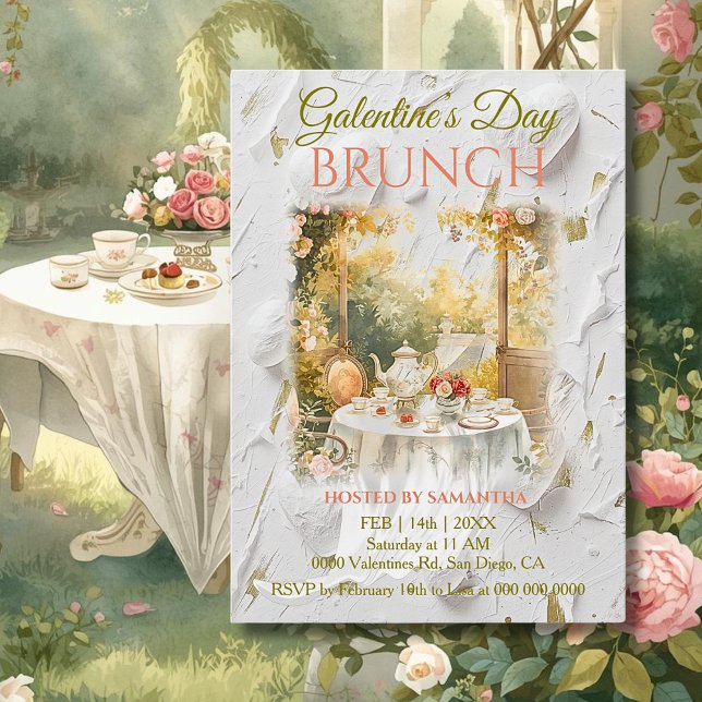 Rococo Garden Window Galentine Brunch Soft Florals Invitation (Creator Uploaded)