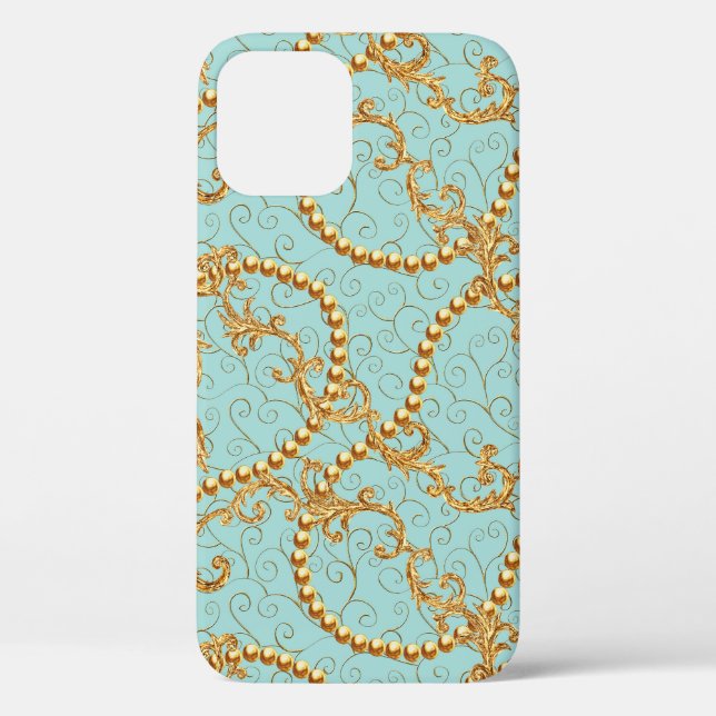 Rococo golden elements seamless pattern. Gold text Case-Mate iPhone Case (Back)