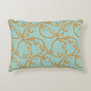 Rococo golden elements seamless pattern. Gold text Decorative Cushion