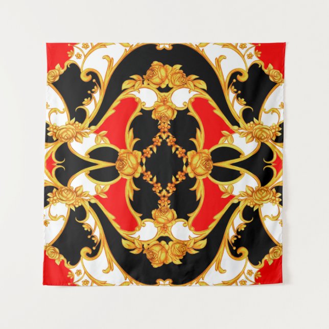 Rococo intricate panel with floral elements tapestry (Front)