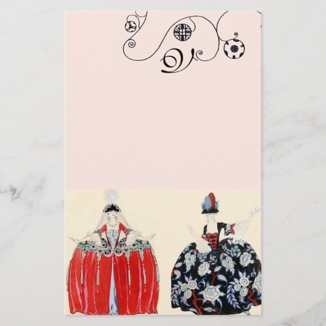 ROCOCO LADIES BEAUTY,FASHION COSTUME DECO MONOGRAM STATIONERY (Front)