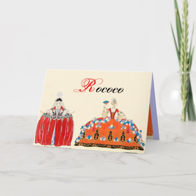 ROCOCO LADIES FASHION COSTUME DESIGNER MONOGRAM NOTE CARD (Front)