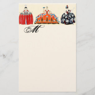 ROCOCO LADİES FASHION COSTUME DESIGNER MONOGRAM STATIONERY