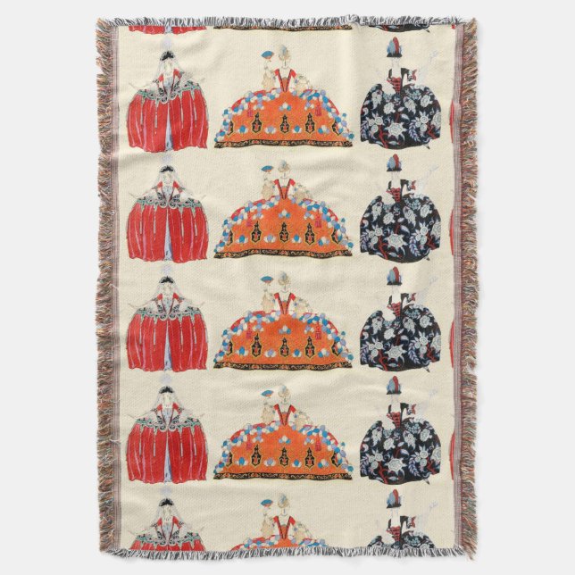 ROCOCO LADY BEAUTY,FASHION COSTUME DECO THROW BLANKET (Front Vertical)