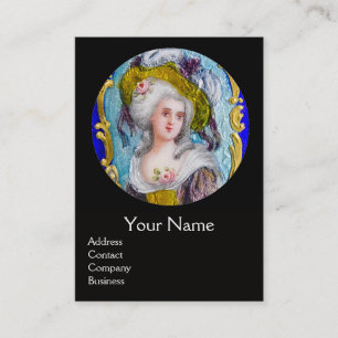 ROCOCO LADY ,PINK ROSES AND FIGHTING GRYPHONS BUSINESS CARD