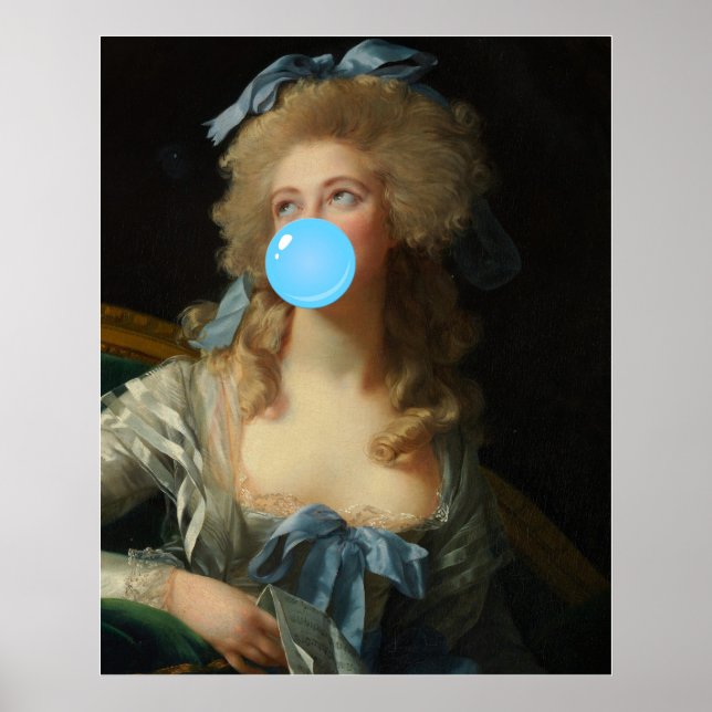 Rococo Lady with Bubblegum Altered Art Print (Front)