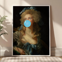 Rococo Lady with Bubblegum Altered Art Print