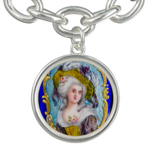 ROCOCO LADY WITH PINK ROSES CHARM BRACELET