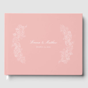 Rococo Marie Antoinette Pink Botanical Crest Guest Book
