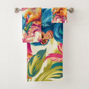 Rococo Monkey Pattern Bath Towel Set