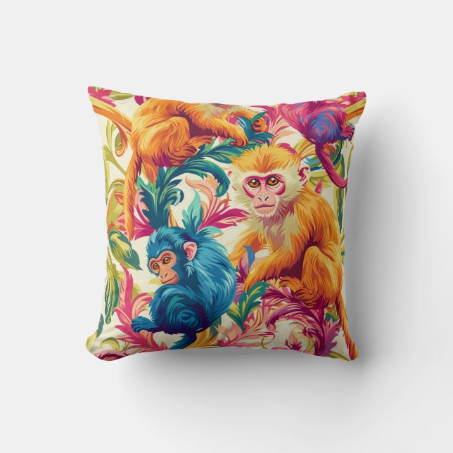 Rococo Monkey Pattern Cushion (Front)