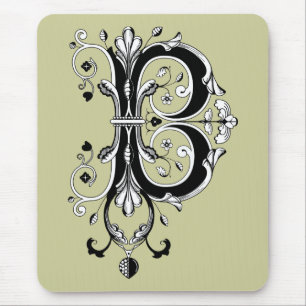 Rococo Monogram Letter B Mouse Mat