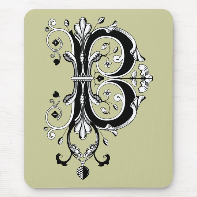 Rococo Monogram Letter B Mouse Mat (Front)