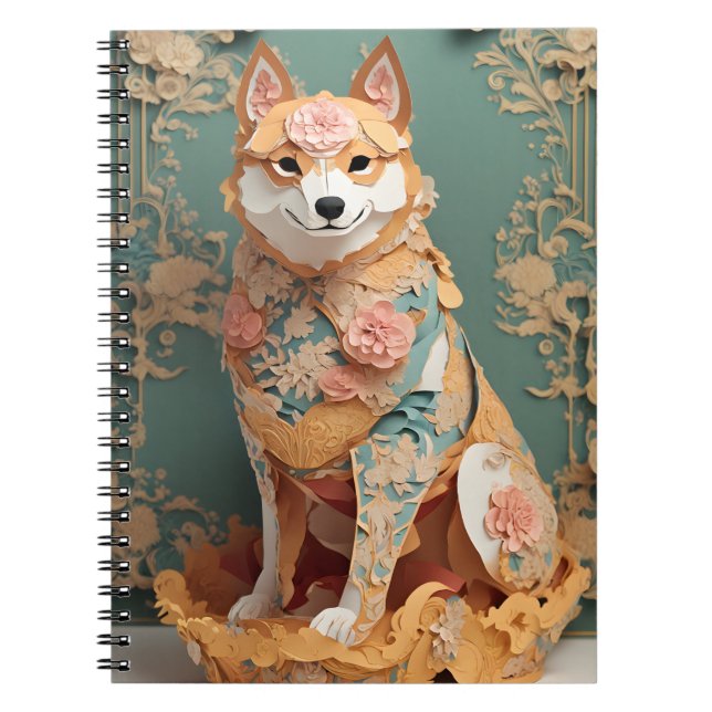 Rococo Pastel Colour Paper Shiba Inu Poster Notebook (Front)