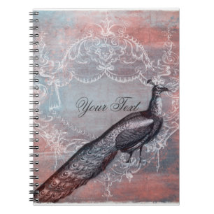 Rococo Peacock Personalised Spiral Journal