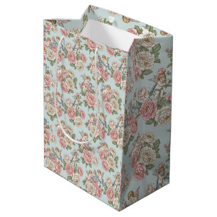 Rococo Revival Cherub Floral Toile Wrapping Paper Medium Gift Bag