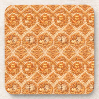 Rococo Revival Damask Nature Pattern Coaster