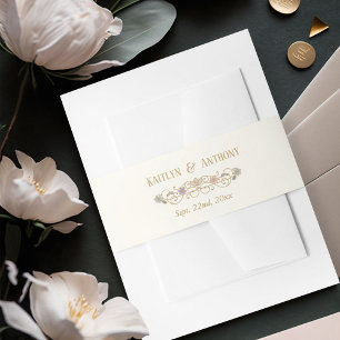 Rococo Revival Elegant Vintage Floral Wedding Invitation Belly Band
