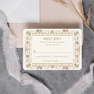 Rococo Revival Elegant Vintage Floral Wedding RSVP Card