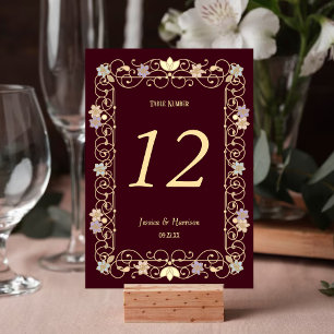 Rococo Revival Elegant Vintage Floral Wedding Table Number