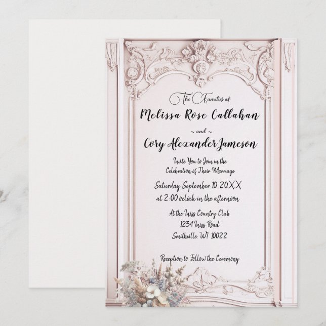 Rococo Revival Ornate Formal Wedding Invitation (Front/Back)